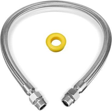 Manguera universal de puente de compresor de grado industrial NPT macho de 3/4 pulgadas de longitud, 398.9 °C, 450 PSI, manguera flexible de metal de acero inoxidable de cuerpo entero, accesorios de