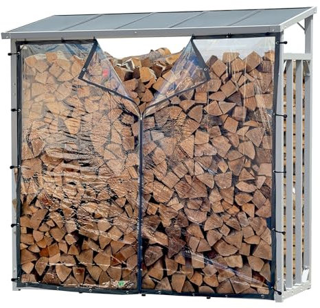 QUICK STAR Wetterschutzwand PVC transparent 178x165cm für Kaminholzunterstand XXL 185x70x185cm