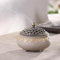 Bruciatore di incenso in ceramica, stile retrò, contenitore per incenso, contenitore rotondo per incenso con coperchio in metallo e tappetino ignifugo per casa, ufficio, yoga, decorazione