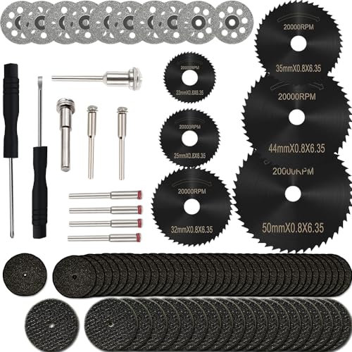 Cutting Discs Wheel Set for Dremel Drill Rotary Tool Accessories, HSS Circular Saw Blades Diamond Resin Cutting Wheel Kit with 1/8 Mandrels for Wood Plastic Metal Cutting