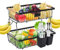 Yiomxhi Obst Etagere 2 Stöckig, Obstkorb mit 2 Bananenhaltern für Arbeitsplatte Küche Aufbewahrung, Obstschale Metall Obstetagere für Gemüse Brot Snacks, Schwarz