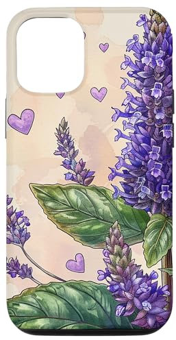 iPhone 13 Anise Hyssop Flowers With Hearts Around Boho Style Graphic Case