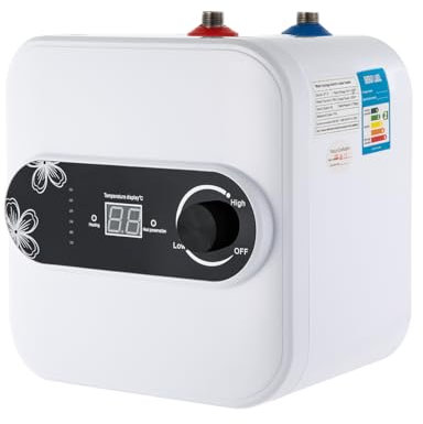 Mini Durchlauferhitzer 10L Warmwasserspeicher Untertischgerät 1500W Boiler 220V LED-Digitalanzeige,Wandmontage Freistehend für Küche, BadHandwaschbecken, Waschtisch Klein