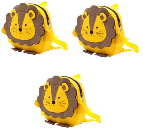 SAFIGLE 3stücke Lovely Cartoon Rucksack Mit Löwenmuster Mädchen Anti-Verlust Schulrucksack Für Kreative Frühe Verstellbare Schultergurte Robuster Oxford Kindergarten Und Ausflüge