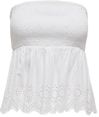 Onllou Life Emb Bandeau Top WVN, Ljus vit, L