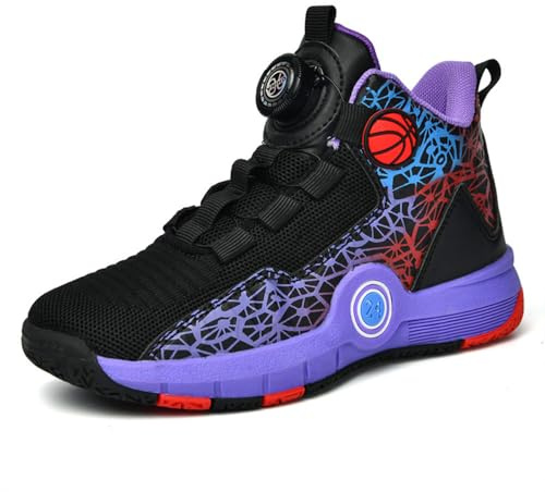 Hixingo Enfant Chaussure de Basketball, Garçon Sneakers Baskets Enfant Filles Automne et Hiver Graffiti Mode Baskets de Basket-Bal pour Chaussures de Sport pour Mixte Jeunes Tailles 31-40 EU
