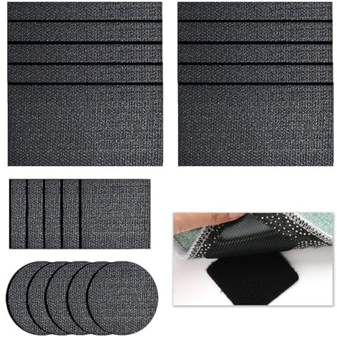 20 Pair Rug Gripper for Carpeted Floor, Rug Grippers from Rug to Carpet, Non Slip Adhesive Grips for Area Rugs, Reusable & Washable Anti Slip Rug Stickers for Carpets Sofas Cushions Car Boot Liners