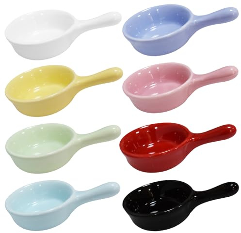 Yuauy 8 ciotole in porcellana per salsa di soia e salsa di soia, piatti per caramelle, dessert, insalata, gelato, snack, zucchero, 28,6 g, con manico, per cena, cottura, barbecue, cucina, uno per ogni