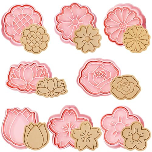 YeahBoom 8 Pezzi Tagliabiscotti,3D Pressable Formine per Biscotti,Tagliabiscotti 3D,Stampi Biscotti Plastica,Stampo Biscotti Natalizi per Decorare Biscotto Dolci Torta,Set Formine per Biscotti