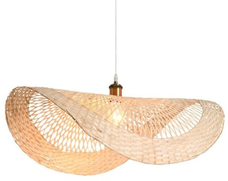 JXYDJH Lampada A Sospensione con Paralume in Vimini Intrecciato A Mano Lampadario A Sospensione in Vimini con Cesto di bambù da Appendere al Soffitto Lampada da Soffitto in Stile Boho