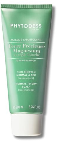 Masque-Shampooing Ressourçant TERRE PRECIEUSE - Soin Cuir Chevelu Normal à Sec 200ml - Magnésium et Argile Blanche, Purification, Hydratation et Apaisement