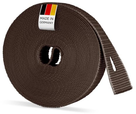 BAUHELD 6 m roller shutter belt, 14 mm, brown, made in Germany, for roller shutters on doors and windows, high tear resistance and UV stability, roller shutter webbing suitable for belt winder