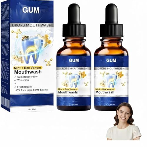 Bienengift Zahnbehandlungstropfen Mundwasser, Gum Therapy Drops Mouthwash, Fördert die Regeneration des Zahnfleisches, Sorgt für lang anhaltenden frischen Atem, für die tägliche Zahnpflege - 2 × 50 ml