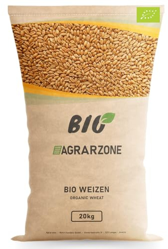 Agrarzone Blé bio 20 kg – Nourriture pour oiseaux sauvages et volailles – Grains de blé riches en protéines pour poules, canards et rongeurs – Blé nourri purifié d'Autriche