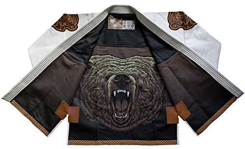 Raven Fightwear BJJ Gi Berserk Men's Schwarz Weiß Brasilianisches Jiu Jitsu Kimono Herren MMA Uniform Cotton Judo Grappling Karate (White, A1)