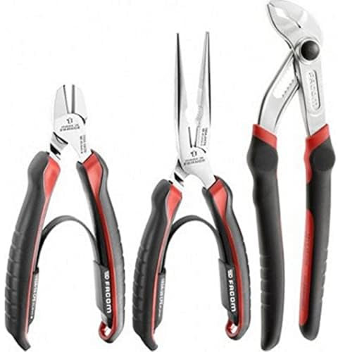FACOM - Juego de 3 alicates CPE universales : alicates con cierre multiconector, alicates de corte diagonal, alicates para boquillas y universales - CPE.A3