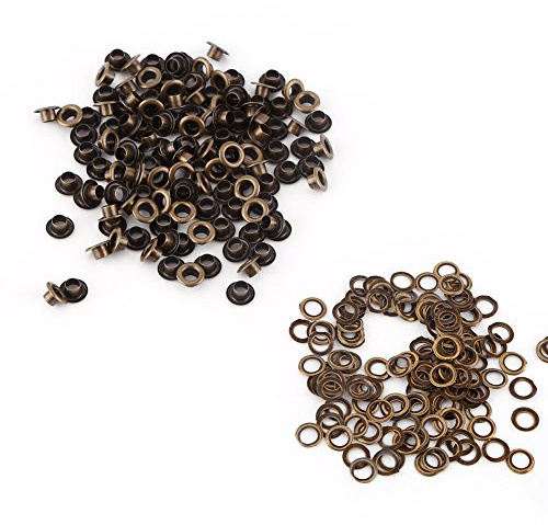 GOTOTOP 100 Sets Oeillets Ronds Couleur Bronze Antique en Métal 4/5/6mm Kit de Grommets Eyelets Outils pour DIY Scrapbooking Sac Couture (6mm)