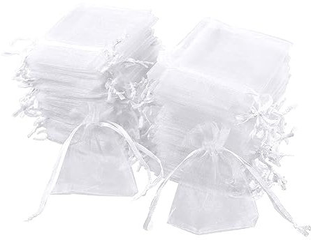 Carehabi Organzasäckchen 100 sacchetti in organza, 7 x 9 cm, sacchetto regalo in organza, sacchetto per gioielli, sacchetti per matrimonio, sacchetti di lavanda, bomboniere nuziali