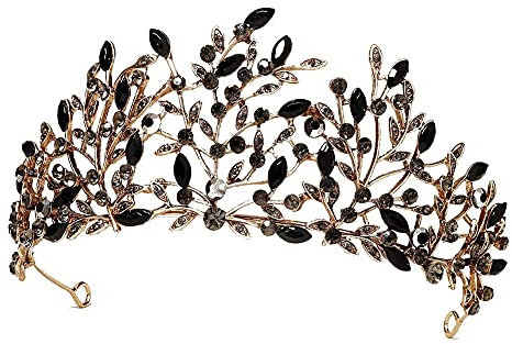 Vintage Tiaras und Kronen für Frauen, Kristallblatt-Metall-Tiara, Gothic Queen Crown, Geburtstagsparty Quinceanera Festzug Prom Halloween Kostüm Kopfschmuck