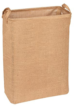 WENKO Wäschesammler Juna eckig, Wäschekorb aus 100 Jute zum Sammeln von Schmutzwäsche Schlafzimmer, Aufbewahrungskorb mit zwei Griffen für einfachen Transport, 18, 5 x 55 x 40 cm, Braun, 69782800