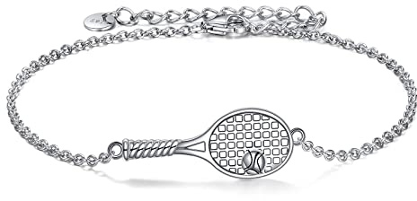 YFN Bracciale Tennis Argento Sterling Braccialetto Racchetta Tennis Gioielli Regalo per Donna Uomo Bambina Ragazze