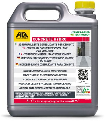 FILA Surface Care Solutions : protection hydrofuge CONCRETE HYDRO pour consolider le ciment, agent imperméabilisant transparent à effet naturel