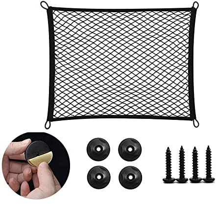 ERBO Filet à bagages pour vélo, avec 4 crochets, filet à bagages, camping-car, 35 x 25 cm, filet de sécurité pour barres de toit, vélo, moto, panier de vélo, porte-bagages, camping-car, maison