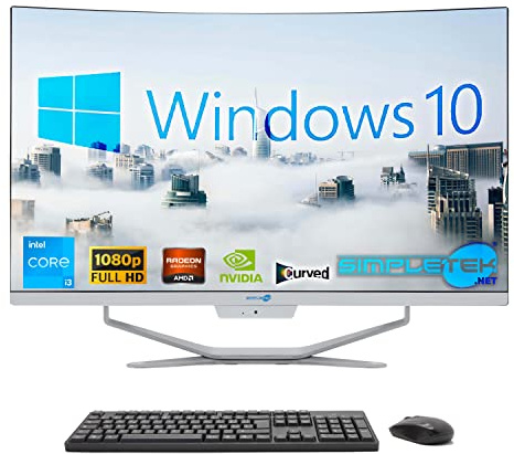 SIMPLETEK – All in One Computer 27 Böjd | Intel i3-processor 10 Gen | GT730 grafikkort 4 GB | Windows 10 | 16 GB RAM 960 GB SSD | Perfekt för arbete, grafik