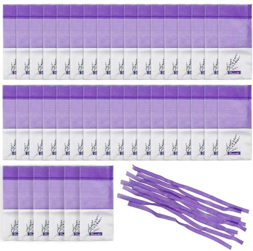 Tekenewbse 40 Pezzi Sacchetti per Lavanda Vuoti Con Nastri Viola, Sacchetti Organza Grandi Profumati in Cotone per Spezie ed Erbe