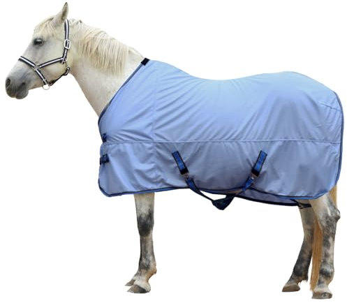 Gallopoff Horse Fly Sheet, Standard Neck Comfy Mesh Fly Sheet for Horses, Equine Summer Sheets UV-Protective Lightblue 81