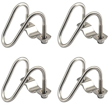 (4 Pieces) M6x25x20mm Cross Tube Buckle 309 Stainless Steel Pipe Clip Cross Connector U Shape Pipe Buckle for Farm,Greenhouse,Fence,Max Tube