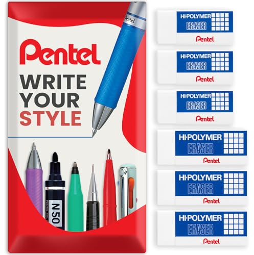 Pentel Hi-Polymer plast gummi suddgummi - jumbo/liten - vit - ZEH05/ZEH10 - paket med 15 cm kuddförpackning
