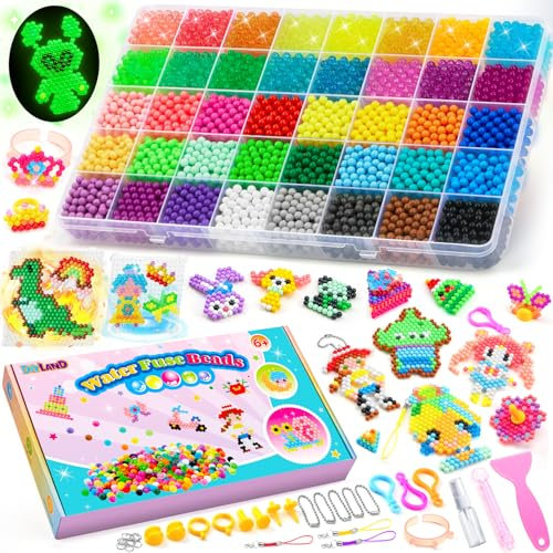 DIYLAND Wasserperlen Nachfüll Starterset, 5200 5mm Magische Sprühperlen in 40 Farben mit Geschenkbox für Kinder 6 7 8 9 10 Jahre Puzzle Pädagogische Kunst und Kunsthandwerk DIY Spielzeug
