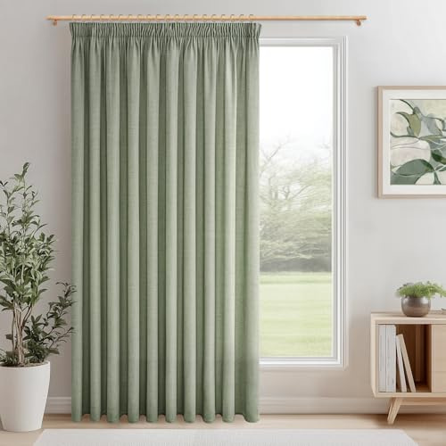 MRTREES 1 Pezzo Tenda Verde Salvia Moderne per Soggiorno Salotto Moderne Ultra-largo 300x240 CM Tenda da Interno Lino Semitrasparente con Gancetti Camera da Letto Cameretta Bambini