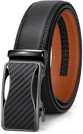 VONMELLI Cintura Uomo in Pelle, Cricchetto Automatica Regolabile 35mm, Reversibile e Personalizzabile, Idea Regalo Elegante, Adatta per Abiti e Casual