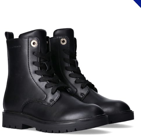 Tommy Hilfiger, Botines clásico para niñas con cordones, Amelie, Negro, 39