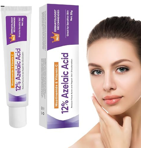 Siero Viso All'acido Azelaico al 12%, 20g Lenisce i Rossori Idratante All'acido Ialuronico, Crema per L'acnes Rosacea Ad Sollievos Rapido, Riequilibra L'eccesso di Sebos Siero, per la Cura dei Pori