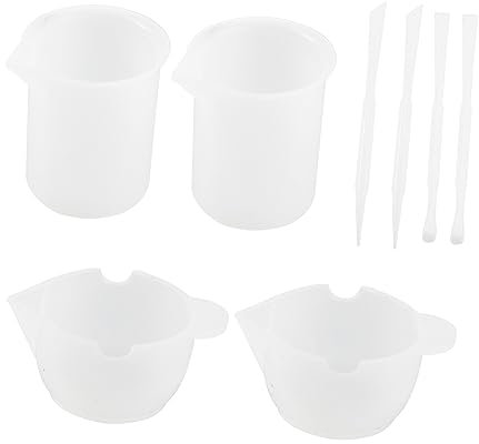KALLORY 8 Pezzi strumento colla tazza mescolante bicchiere laureato tazza di erogazione tazza per mescolare i pigmenti coppa in silicone Gel di silice bianca Riutilizzabile