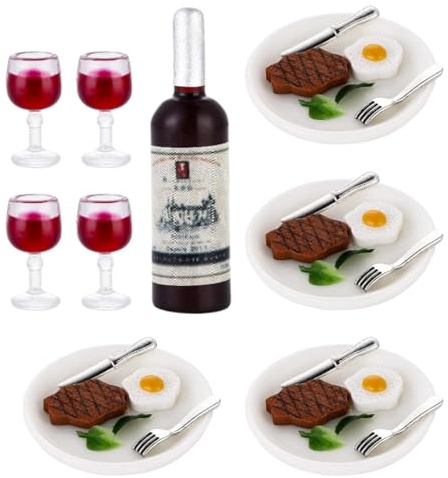 kesurpae Juego de Cocina para casa de muñecas, Juguetes, Botellas Vino, Bebidas en Miniatura, Juego simulación Creativo, experiencias Atractivas para niños, Accesorios decoración DIY, Copas
