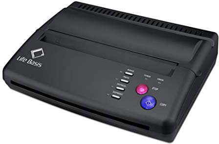 LifeBasis Tattoo Maschine Set Thermal Stencil Tattoo Transfer Papiertransfermaschine Thermo Drucker Printer Kopierer Thermodrucker für Temporäre Tattoos Tätowierung Schwarz MEHRWEG