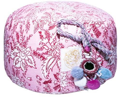 YOMANIS Yogakissen - Ø 31cm rund - 18cm Sitzhöhe - Meditationskissen für Yoga - Waschbarer Bezug aus ÖkoTex Bio Baumwolle - gefüllt mit Dinkelspelz aus Bioland demeter Mühle - Zafu Reisekissen