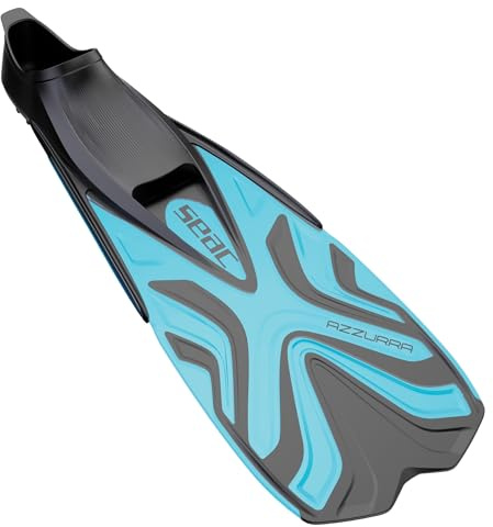 SEAC Azzurra Aletas de Esnórquel para Adultos y Niños, Zapato Cerrado en Goma, Azul Claro, 34/35