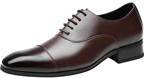 ANUFER Hombres Formal Negocio Zapatos de Vestir Elegante Zapatos Oxford con Puntera Cuero de Microfibra Zapatos de Boda Marrón SN070406 EU43