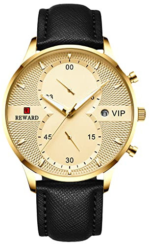 rorios Fashion Herrenuhr Leuchtende Uhr Analoge Quarzuhr mit Lederband Casual Chronograph Armbanduhr für Herren