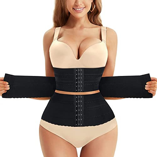 Gotoly Korsett Damen Waist Trainer Cincher Korsage Tailenmieder Bauchweg Taillenformer Body Shaper Corsage Bauchweggürtel (Schwarz, L)