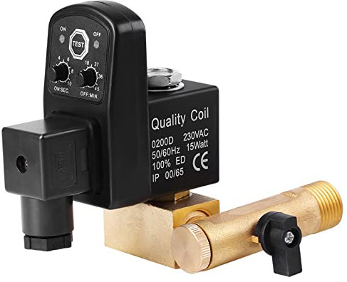 Qiilu purge automatique pour cuve compresseur Vanne de Vidange Automatique électronique G1 G1 2 DN15 Vanne de Vidange électronique Temporisée Automatique pour Compresseur D'air Vanne de Vidange Autom