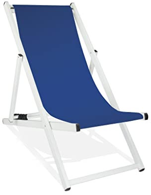 MultiBrands Liegestuhl, klappbar, Aluminium, Sitzbezug, weiß lackiert (Königsblau)