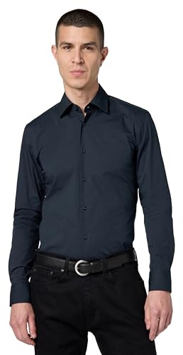 BOSS Kent Collar Slim Fit Button Down Shirt Dark Blue