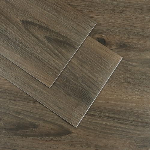 VaryPaper Brown Wood Effect Vinyl Floor Tiles Self Adhesive Laminate Flooring Planks 90cmx15cm 10 Pieces Kitchen Flooring Vinyl Peel and Stick Vinyl Floor Tiles Sticker for Living Room Bedroom Stairs