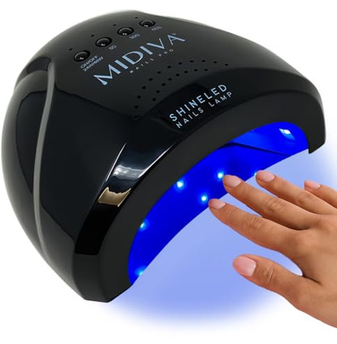 Midiva Lampada Uv Led Unghie Professionale 48watt - Fornetto Unghie Semipermanente, Acrygel, Ricostruzione con Gel – Lampada Unghie con Timer Personalizzabile (1 Pezzo, 1, unità)